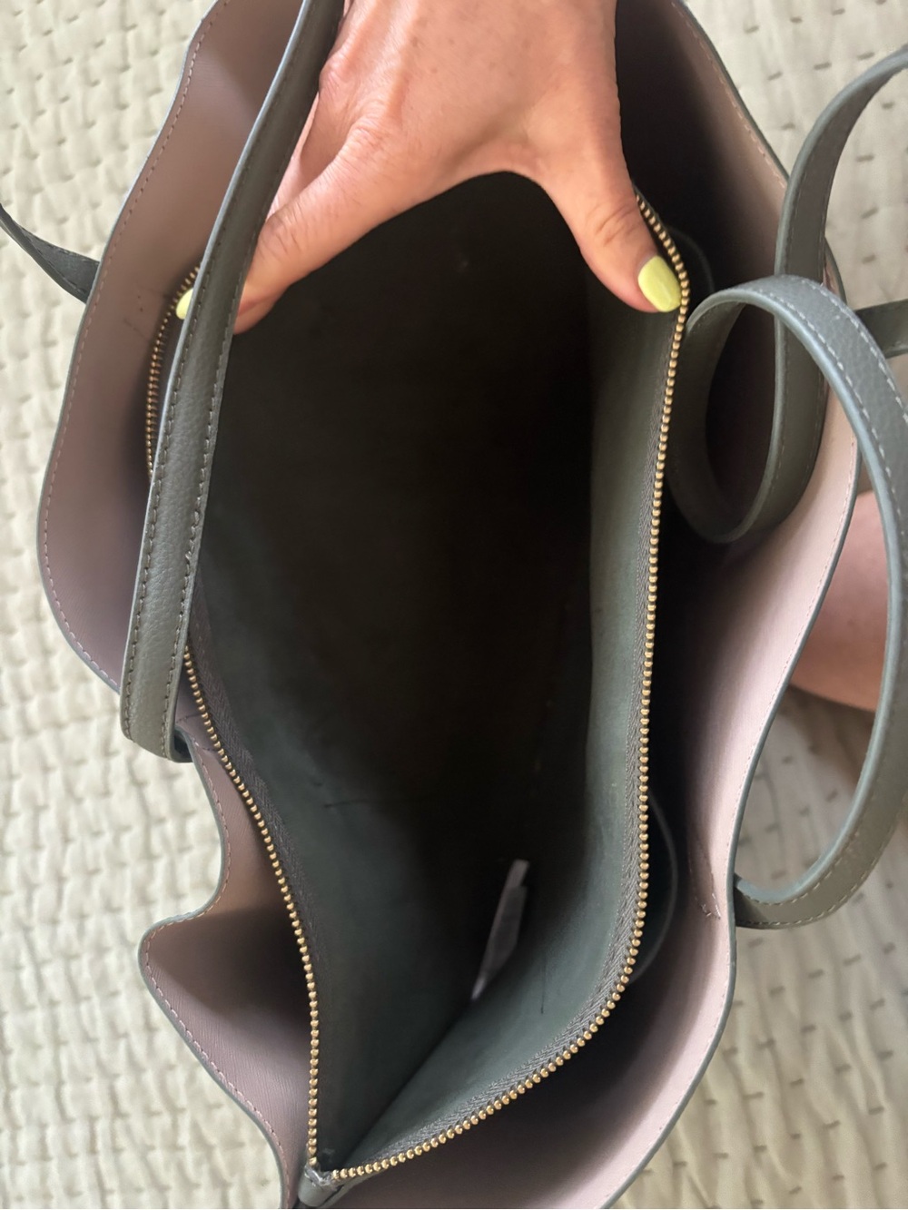 Quince Adeline Leather Women's Olive Green Shopper Tote - Classic Everyday Carry - Picture 4 of 14